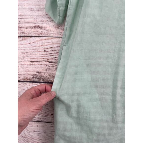 Everlane Short Sleeve Semi Sheer Button Down Maxi Dress Women's Small Green - Picture 8 of 10